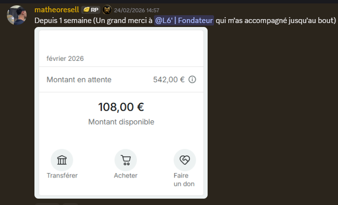 matheoresell 542€ en 1 semaine